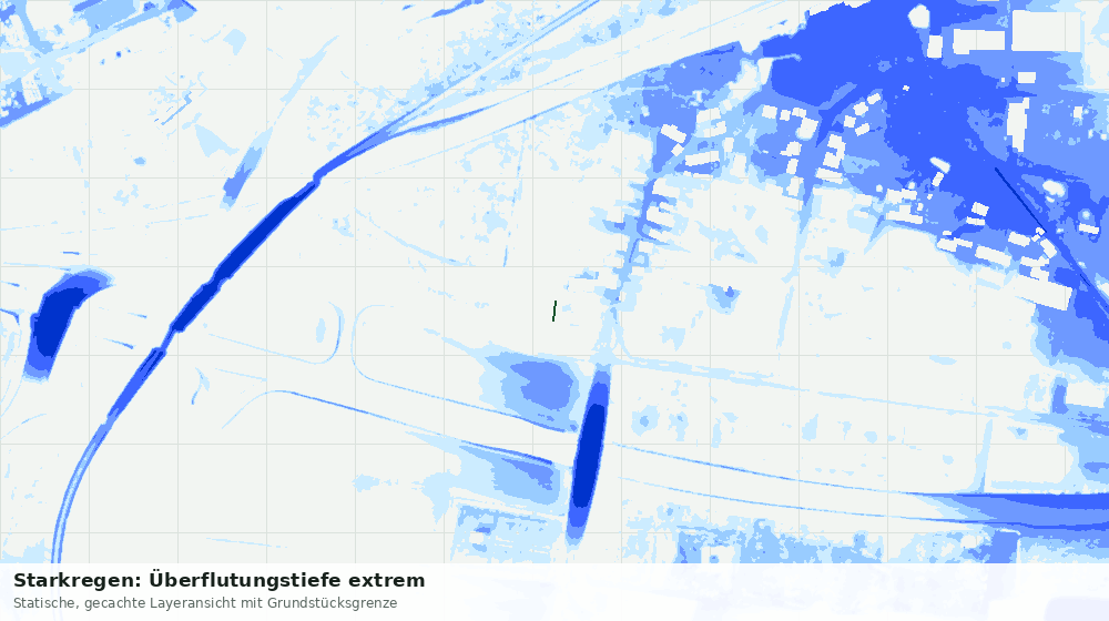 Statische Kartenansicht: Starkregen: Überflutungstiefe extrem