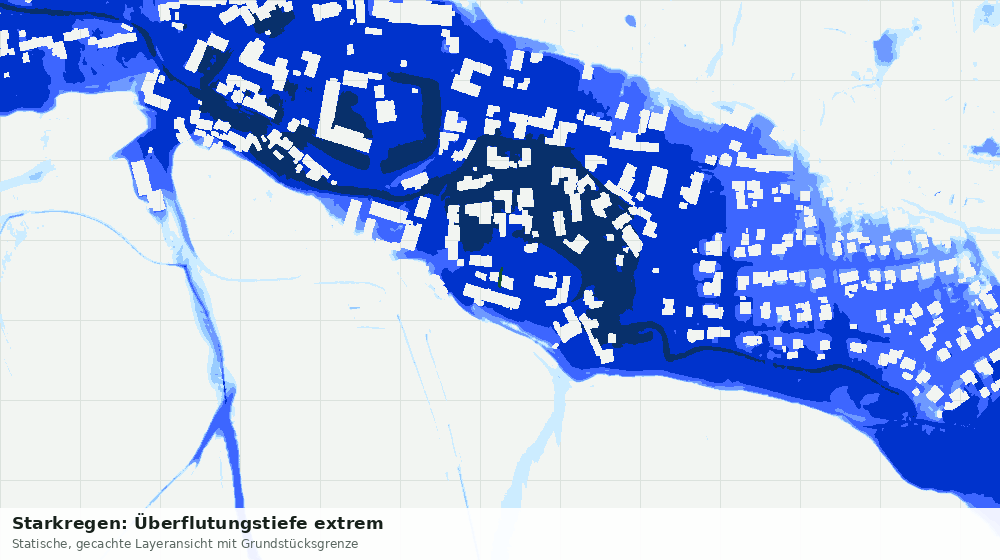 Statische Kartenansicht: Starkregen: Überflutungstiefe extrem
