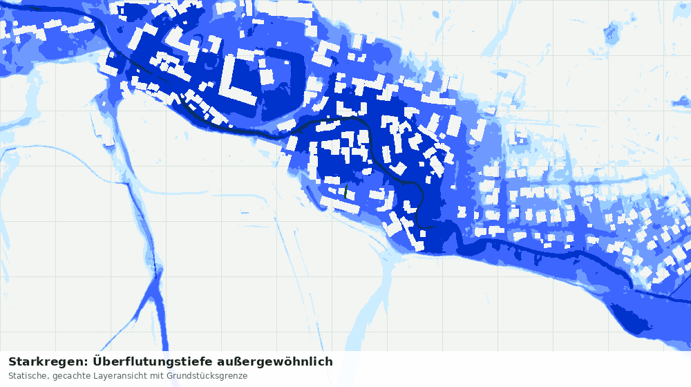 Statische Kartenansicht: Starkregen: Überflutungstiefe außergewöhnlich
