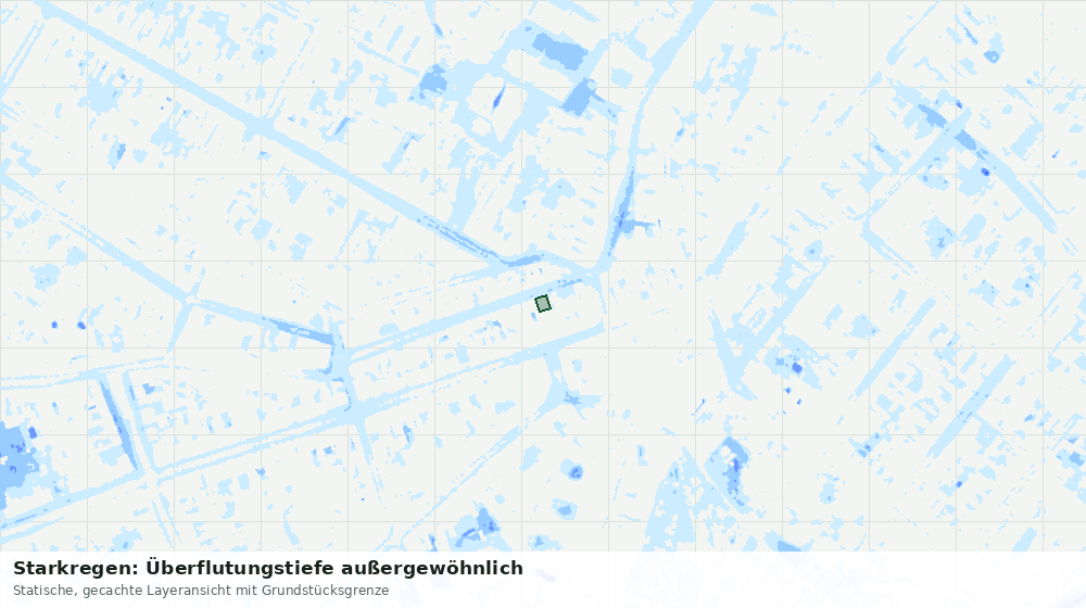 Statische Kartenansicht: Starkregen: Überflutungstiefe außergewöhnlich