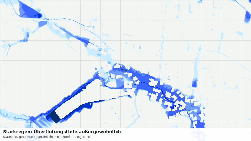 Statische Kartenansicht: Starkregen: Überflutungstiefe außergewöhnlich