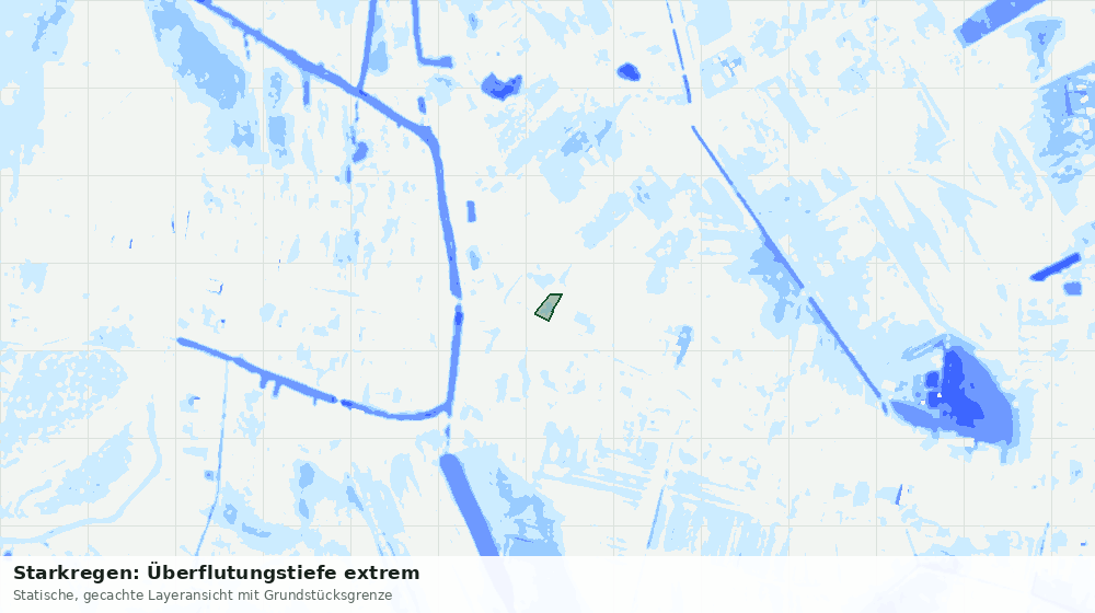 Statische Kartenansicht: Starkregen: Überflutungstiefe extrem