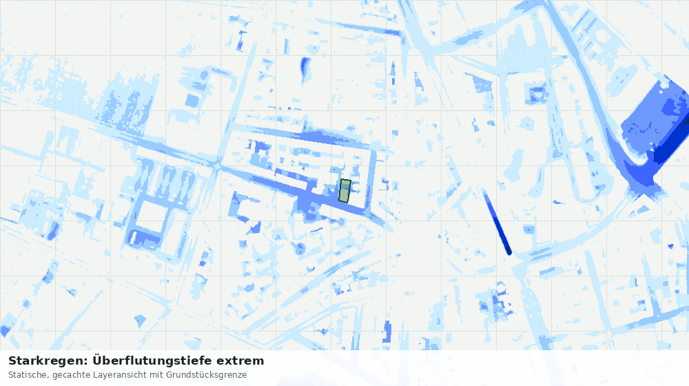 Statische Kartenansicht: Starkregen: Überflutungstiefe extrem