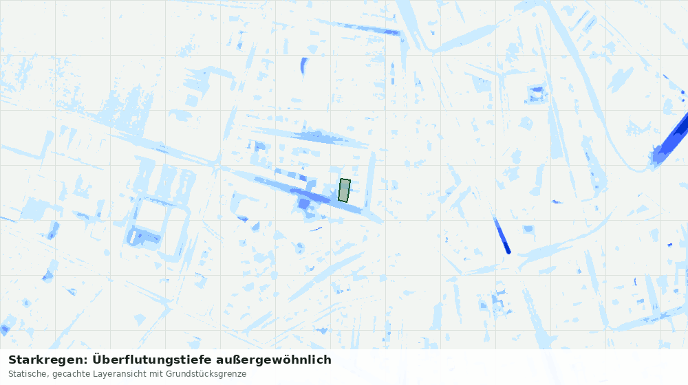 Statische Kartenansicht: Starkregen: Überflutungstiefe außergewöhnlich