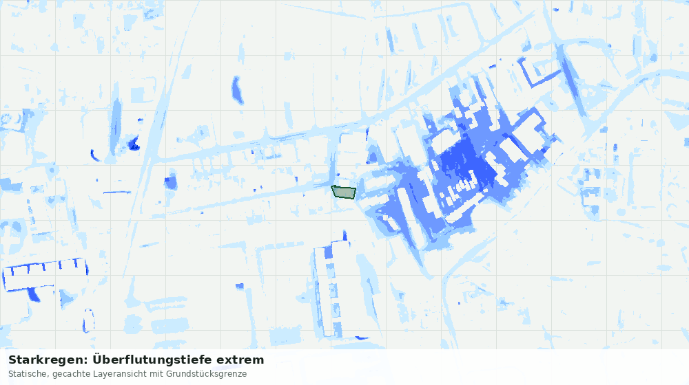 Statische Kartenansicht: Starkregen: Überflutungstiefe extrem