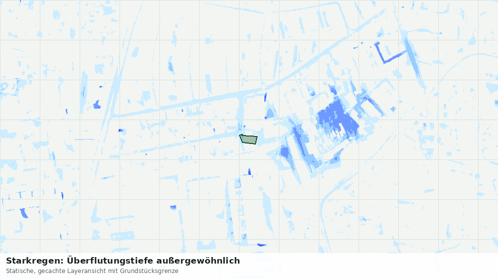 Statische Kartenansicht: Starkregen: Überflutungstiefe außergewöhnlich