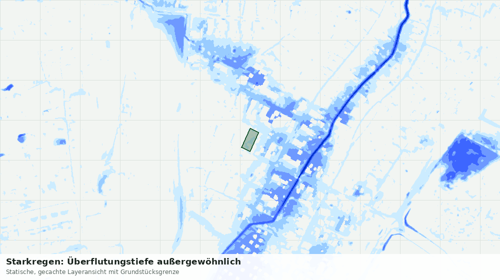 Statische Kartenansicht: Starkregen: Überflutungstiefe außergewöhnlich