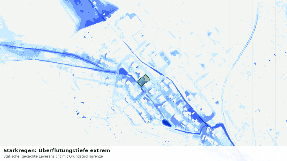 Statische Kartenansicht: Starkregen: Überflutungstiefe extrem