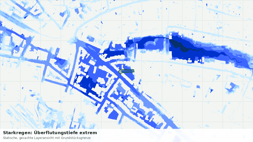 Statische Kartenansicht: Starkregen: Überflutungstiefe extrem