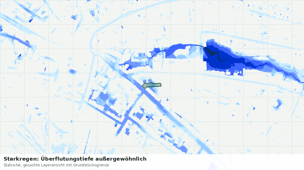 Statische Kartenansicht: Starkregen: Überflutungstiefe außergewöhnlich