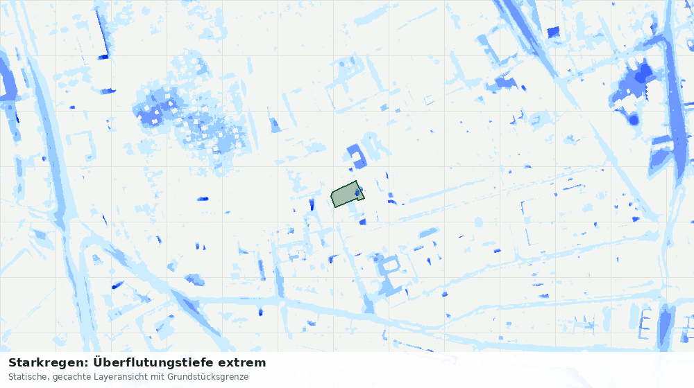 Statische Kartenansicht: Starkregen: Überflutungstiefe extrem
