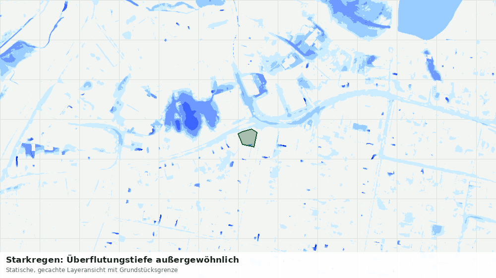 Statische Kartenansicht: Starkregen: Überflutungstiefe außergewöhnlich