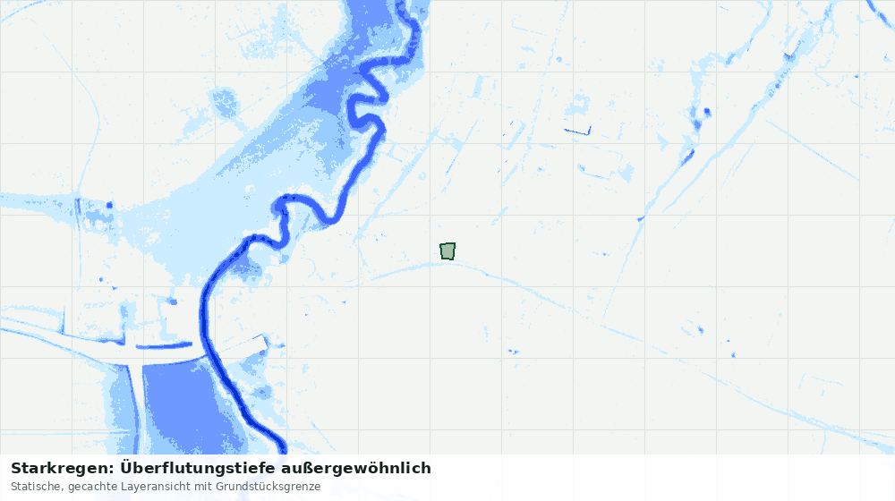 Statische Kartenansicht: Starkregen: Überflutungstiefe außergewöhnlich