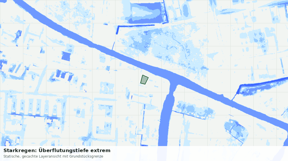 Statische Kartenansicht: Starkregen: Überflutungstiefe extrem