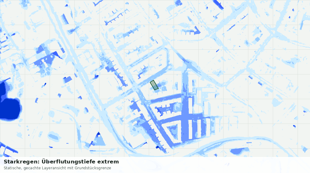Statische Kartenansicht: Starkregen: Überflutungstiefe extrem