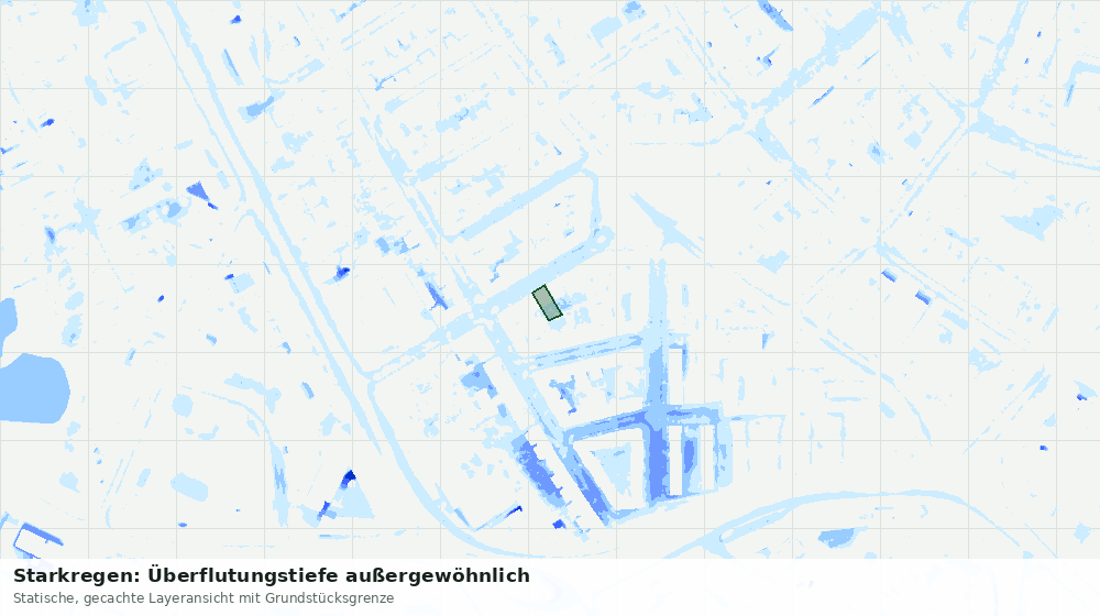 Statische Kartenansicht: Starkregen: Überflutungstiefe außergewöhnlich
