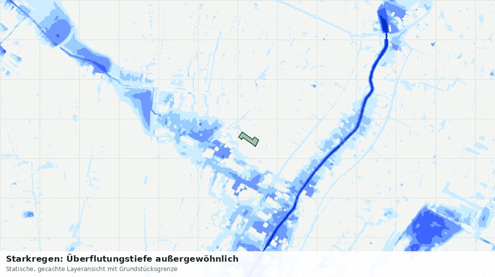 Statische Kartenansicht: Starkregen: Überflutungstiefe außergewöhnlich
