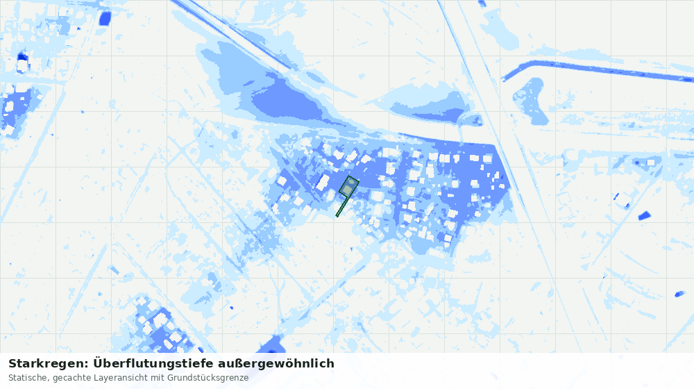 Statische Kartenansicht: Starkregen: Überflutungstiefe außergewöhnlich