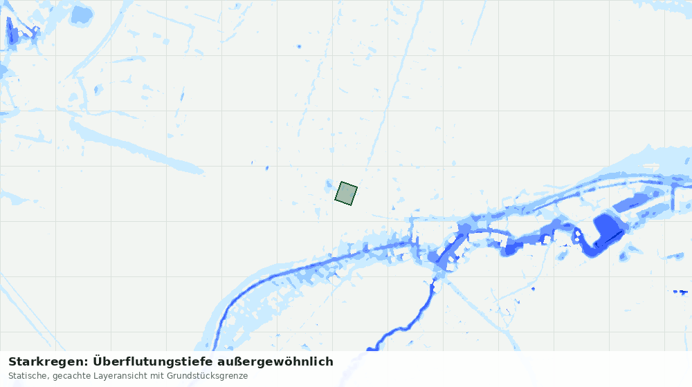 Statische Kartenansicht: Starkregen: Überflutungstiefe außergewöhnlich