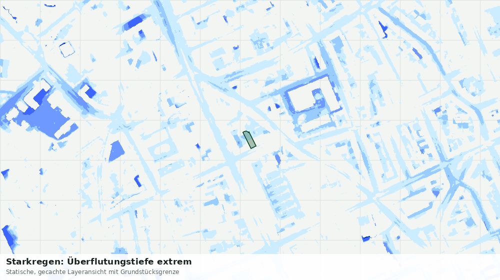 Statische Kartenansicht: Starkregen: Überflutungstiefe extrem