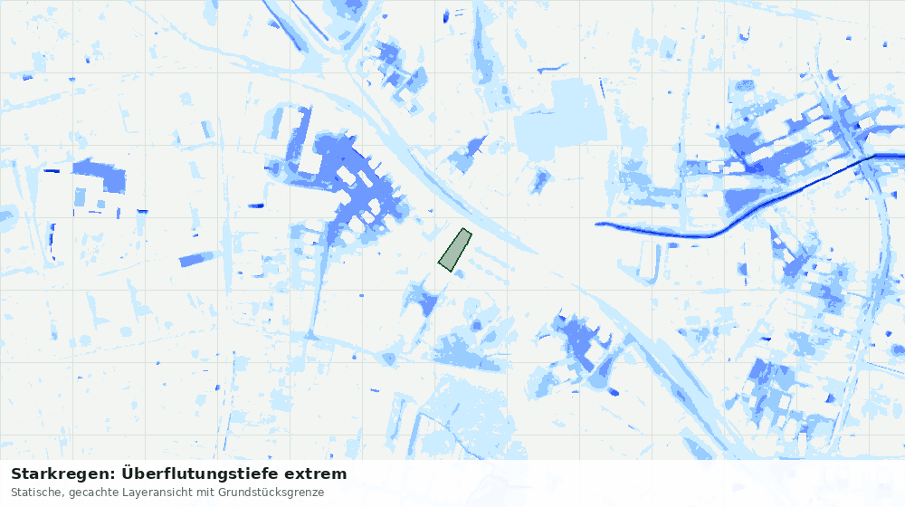 Statische Kartenansicht: Starkregen: Überflutungstiefe extrem