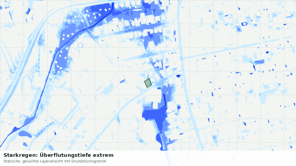 Statische Kartenansicht: Starkregen: Überflutungstiefe extrem