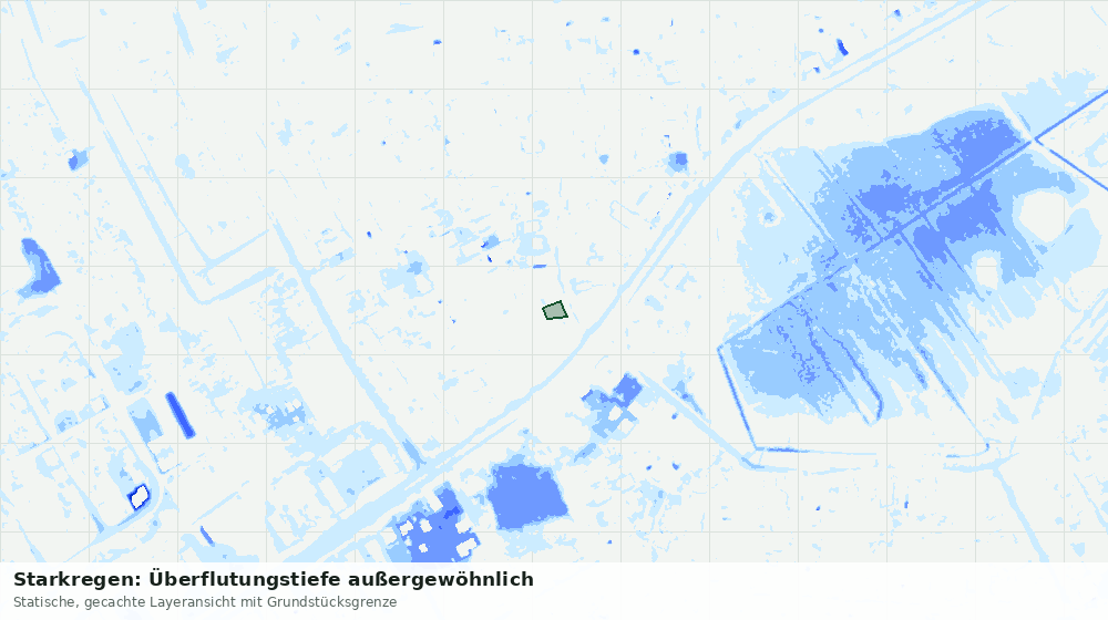 Statische Kartenansicht: Starkregen: Überflutungstiefe außergewöhnlich