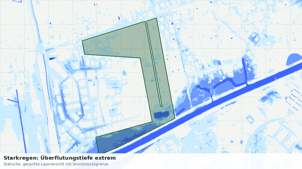 Statische Kartenansicht: Starkregen: Überflutungstiefe extrem