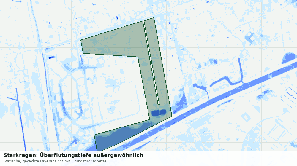 Statische Kartenansicht: Starkregen: Überflutungstiefe außergewöhnlich