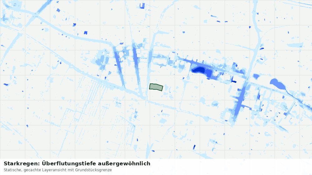 Statische Kartenansicht: Starkregen: Überflutungstiefe außergewöhnlich