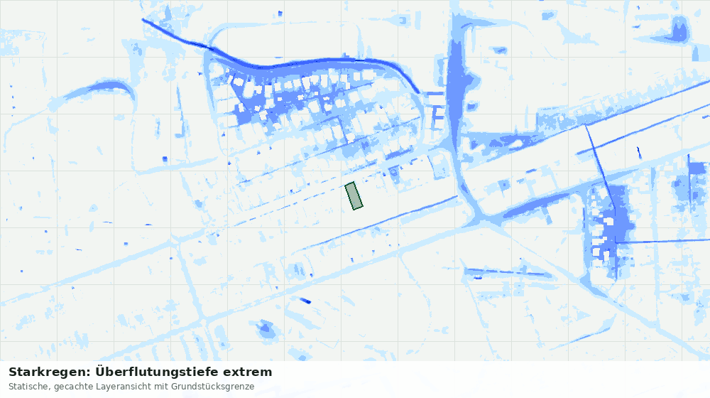 Statische Kartenansicht: Starkregen: Überflutungstiefe extrem