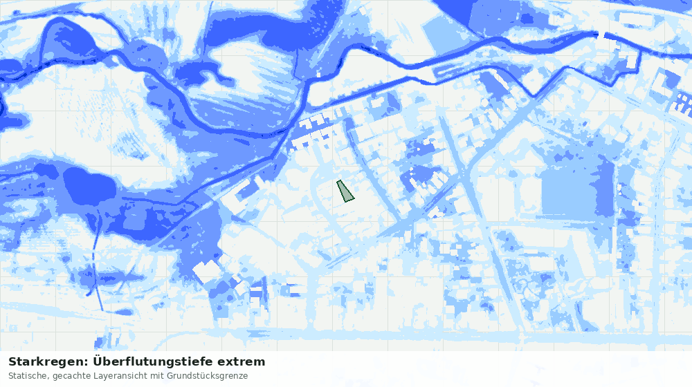 Statische Kartenansicht: Starkregen: Überflutungstiefe extrem