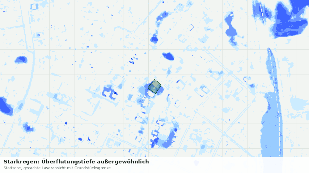 Statische Kartenansicht: Starkregen: Überflutungstiefe außergewöhnlich