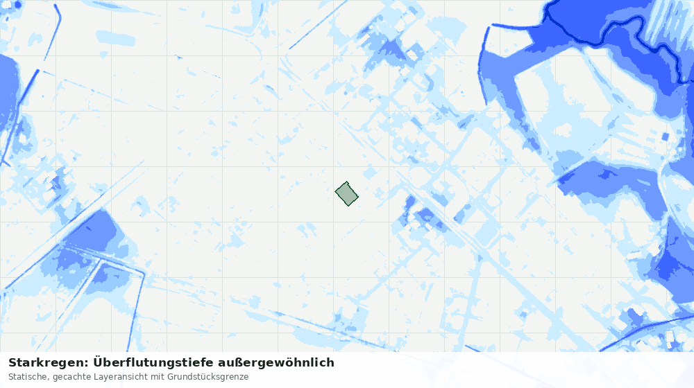 Statische Kartenansicht: Starkregen: Überflutungstiefe außergewöhnlich