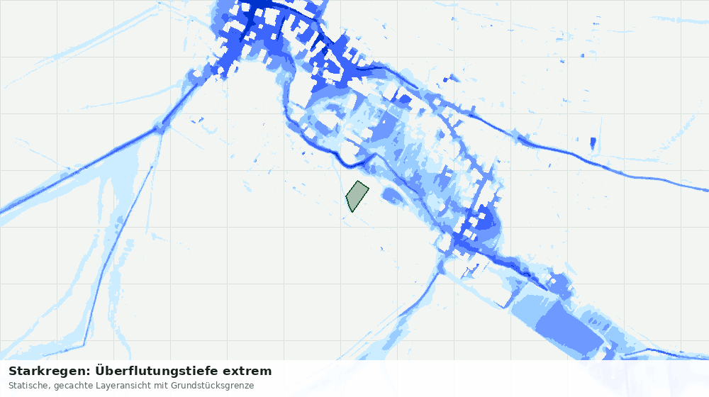 Statische Kartenansicht: Starkregen: Überflutungstiefe extrem