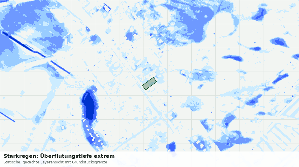 Statische Kartenansicht: Starkregen: Überflutungstiefe extrem