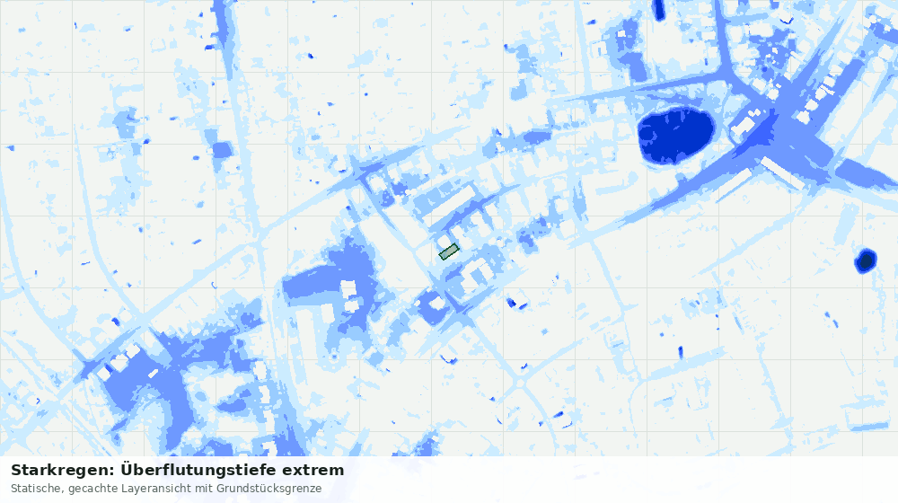 Statische Kartenansicht: Starkregen: Überflutungstiefe extrem