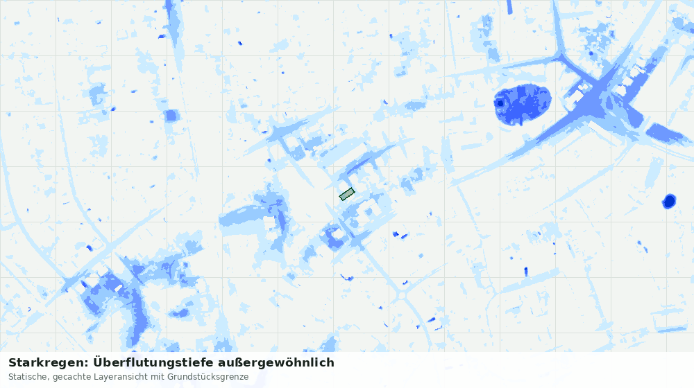 Statische Kartenansicht: Starkregen: Überflutungstiefe außergewöhnlich