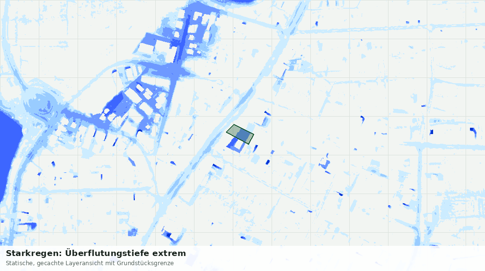 Statische Kartenansicht: Starkregen: Überflutungstiefe extrem