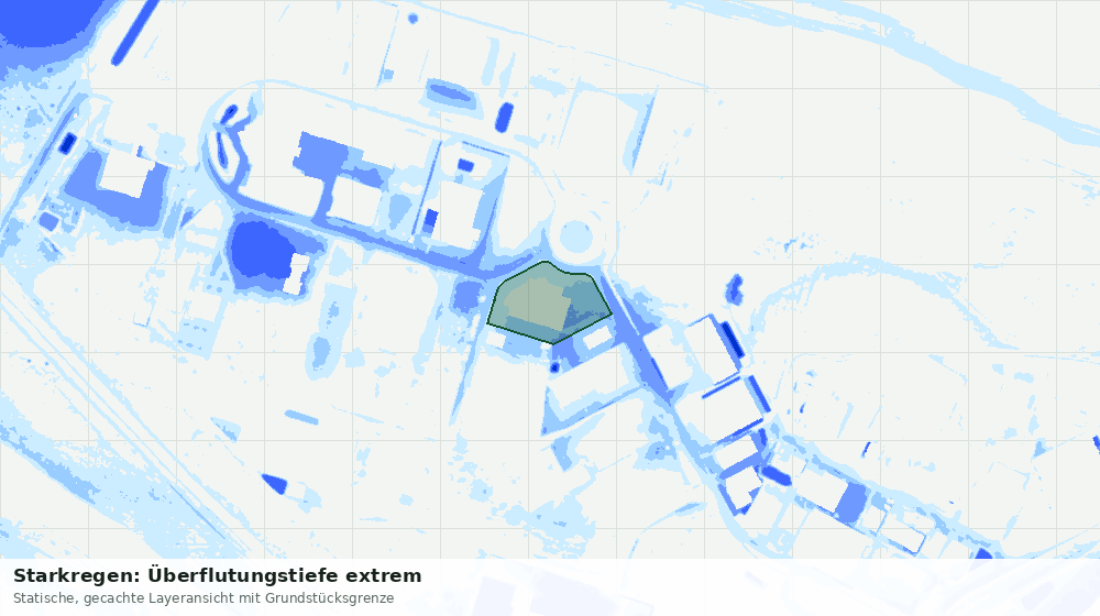 Statische Kartenansicht: Starkregen: Überflutungstiefe extrem