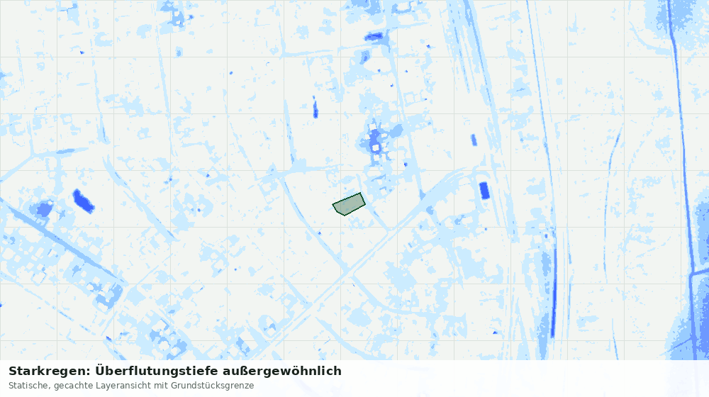 Statische Kartenansicht: Starkregen: Überflutungstiefe außergewöhnlich