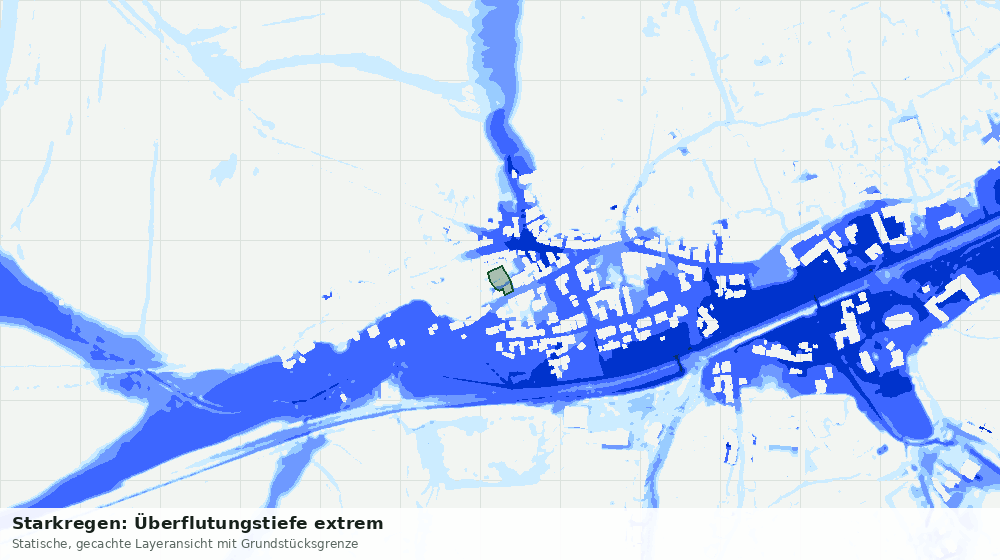 Statische Kartenansicht: Starkregen: Überflutungstiefe extrem