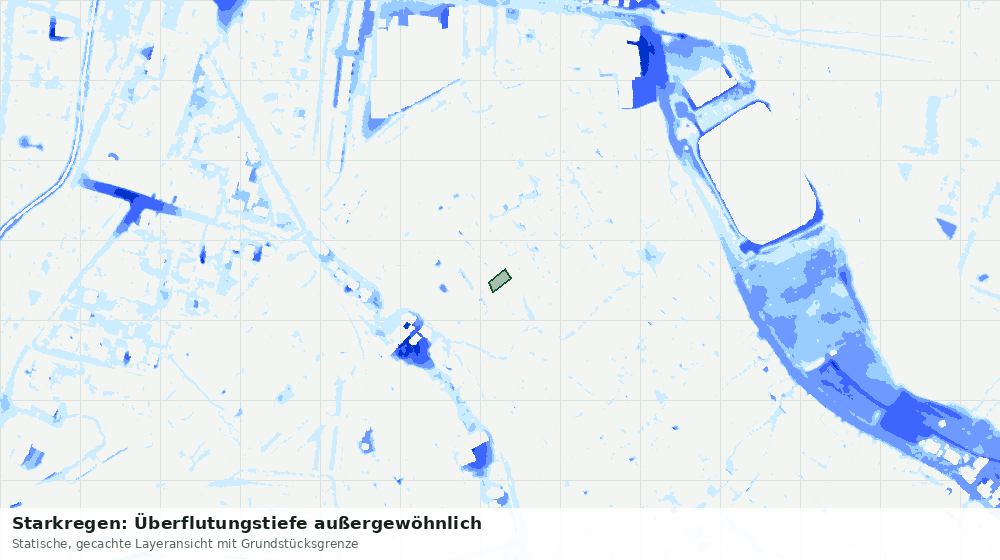 Statische Kartenansicht: Starkregen: Überflutungstiefe außergewöhnlich