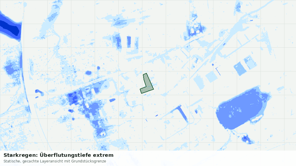 Statische Kartenansicht: Starkregen: Überflutungstiefe extrem