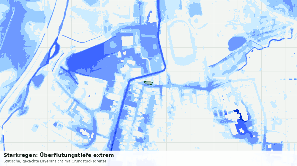 Statische Kartenansicht: Starkregen: Überflutungstiefe extrem