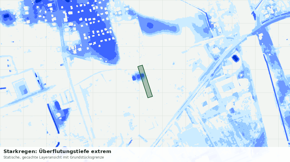 Statische Kartenansicht: Starkregen: Überflutungstiefe extrem