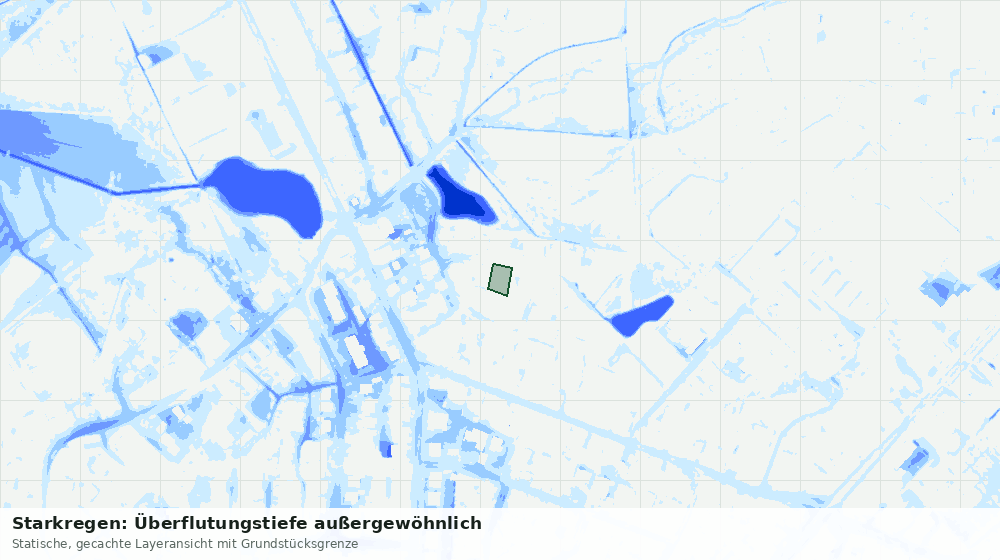 Statische Kartenansicht: Starkregen: Überflutungstiefe außergewöhnlich