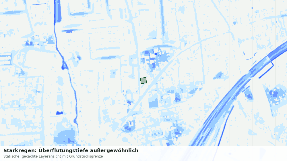Statische Kartenansicht: Starkregen: Überflutungstiefe außergewöhnlich