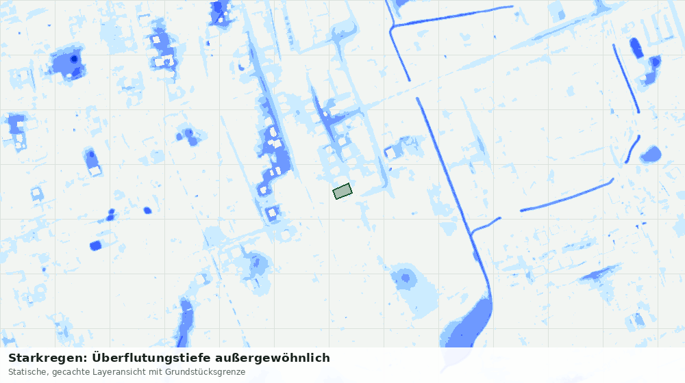 Statische Kartenansicht: Starkregen: Überflutungstiefe außergewöhnlich