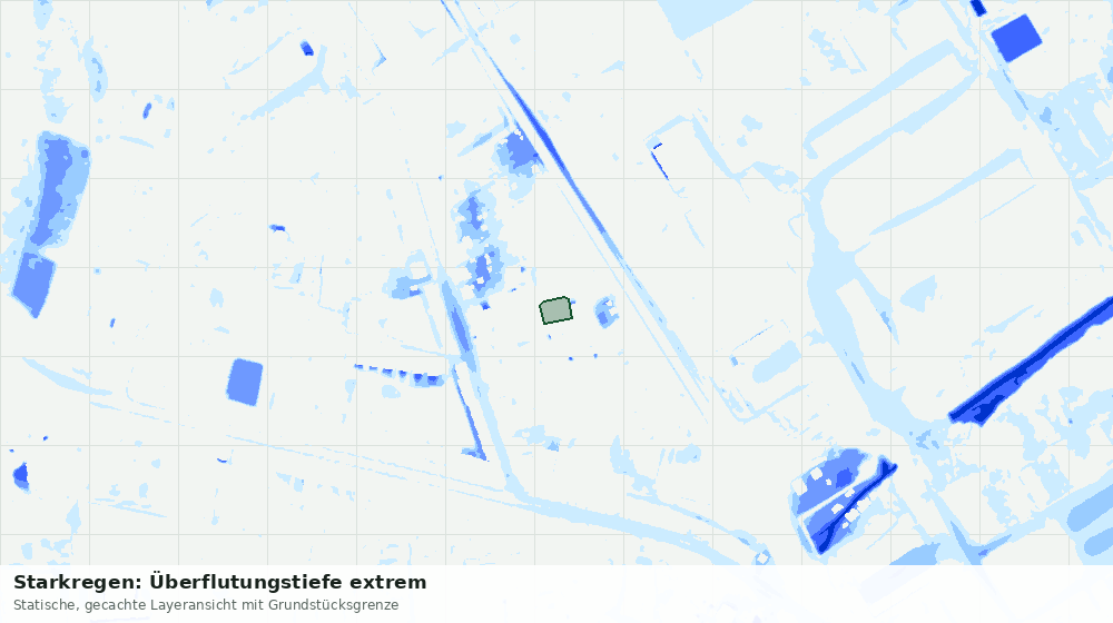 Statische Kartenansicht: Starkregen: Überflutungstiefe extrem